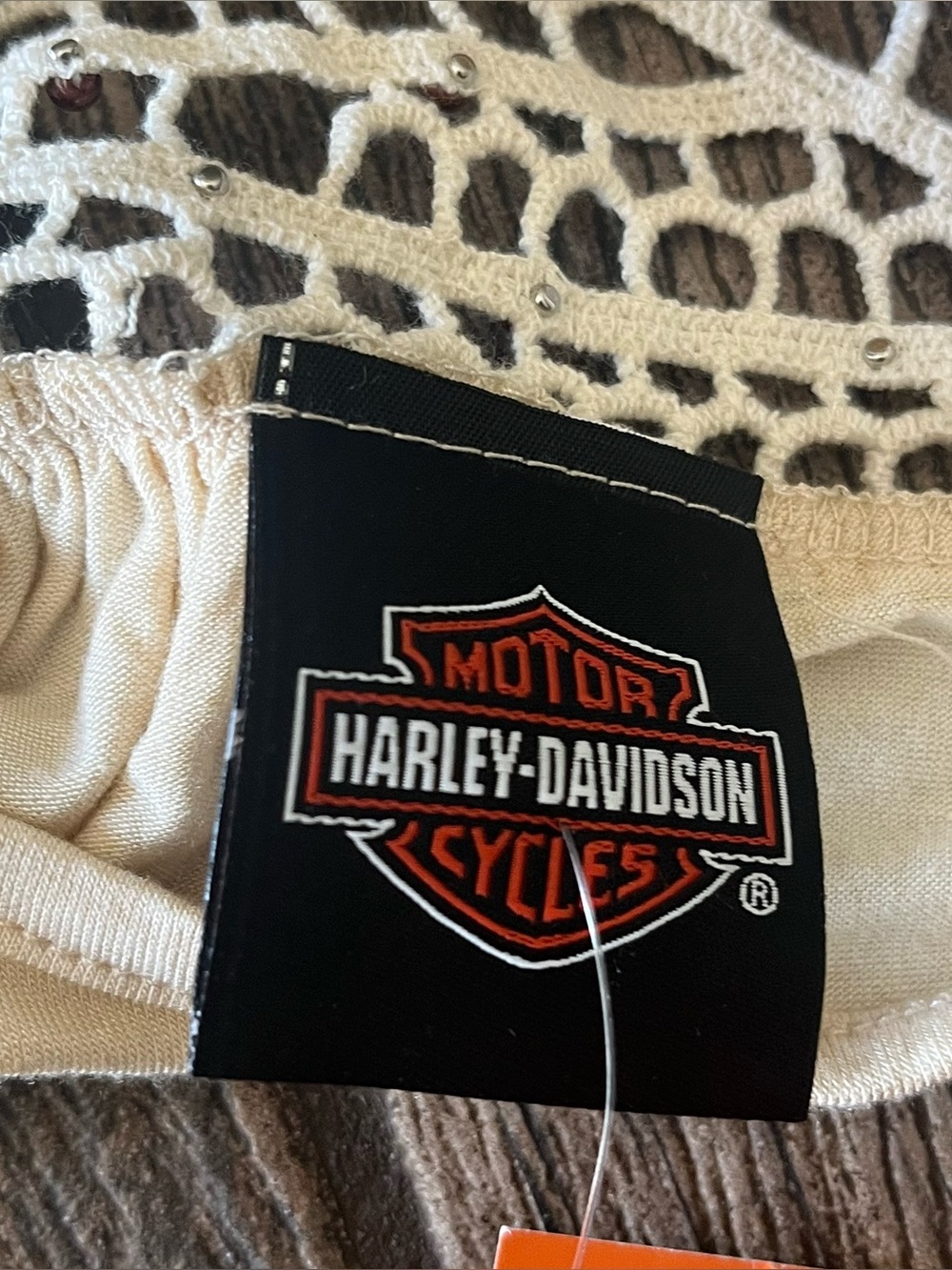 Harley Davidson tank top with bar and shield rhinestones and beads S - Picture 8 of 9